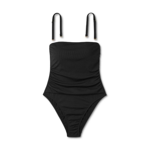 Shade & Shore Ribbed One-piece Bandeau Swimsuit Medium 8-10 - Picture 3 of 9